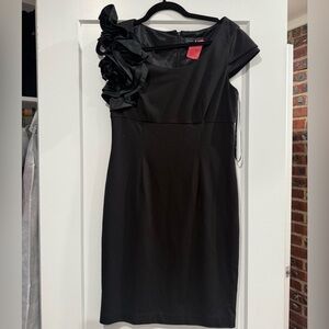 Black Dress with Floral Detail - Size L/12